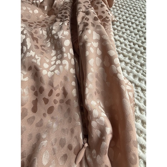 Silky Karen Millen Italian Jacquard Faux Wrap Luxe Mini Dress Pink Leopard Sz 2 - Picture 12 of 16